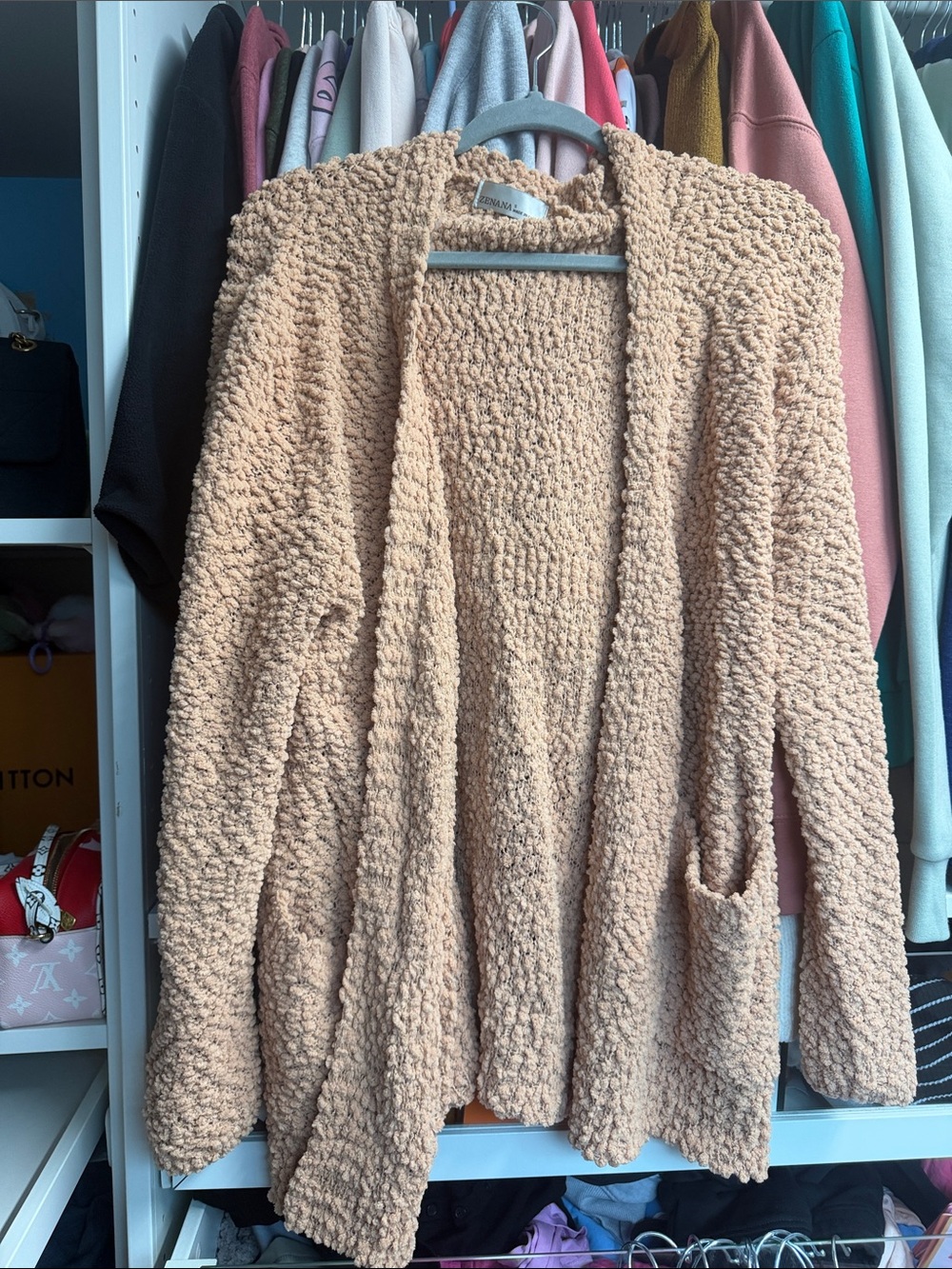 Zenana Outfitters Tan Popcorn Knit Cardigan